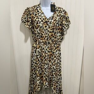 Leopard print v - neck short sleeve Lucky & Blessed dress